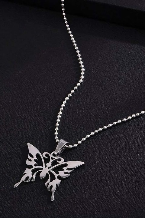 Zincirli Yeni Butterfly Silver Kolye