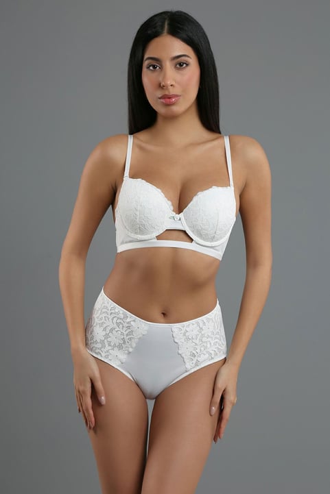 Mısırlı New Bra B Cup Ekru Sütyen Yüksek Bel Külot Takımı