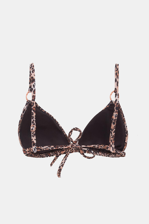 Capetown Leopar Desenli Dolgusuz Çıkarılabilir Kup Üçgen Bikini Üst