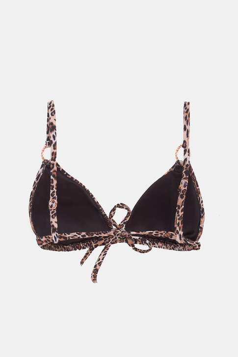 Capetown Leopar Desenli Dolgusuz Çıkarılabilir Kup Üçgen Bikini Üst