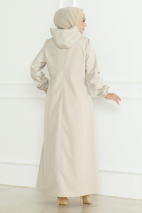 Armalı Fermuarlı Trençkot Bej 19217