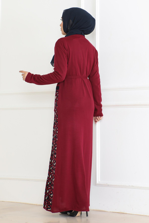 Cep Detaylı Triko Kombin Bordo 6114