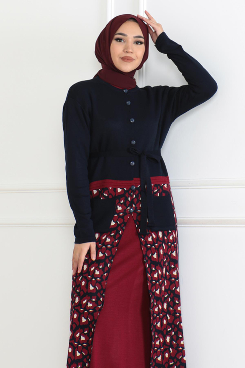 Cep Detaylı Triko Kombin Lacivert 6114