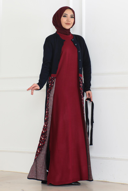 Cep Detaylı Triko Kombin Lacivert 6114