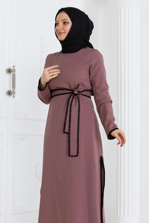 Çoban Dikişli Kemerli Takım Gül Kurusu MSW19365-3