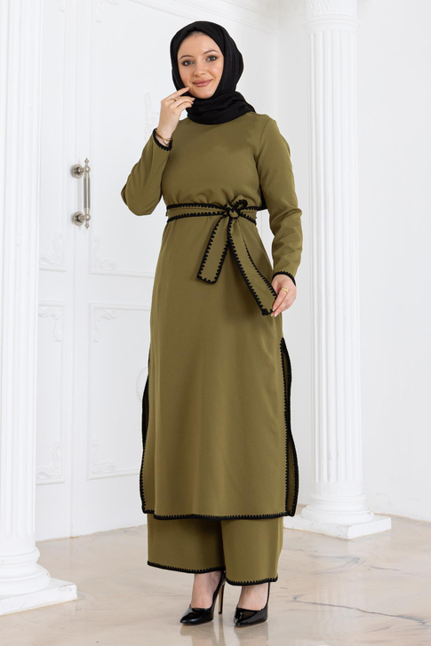 Çoban Dikişli Kemerli Takım Haki MSW19365-4