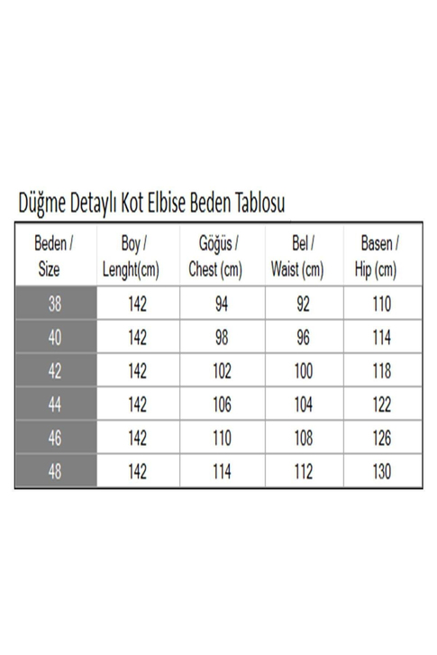Düğme Detaylı Kot Elbise Koyu Mavi 19366