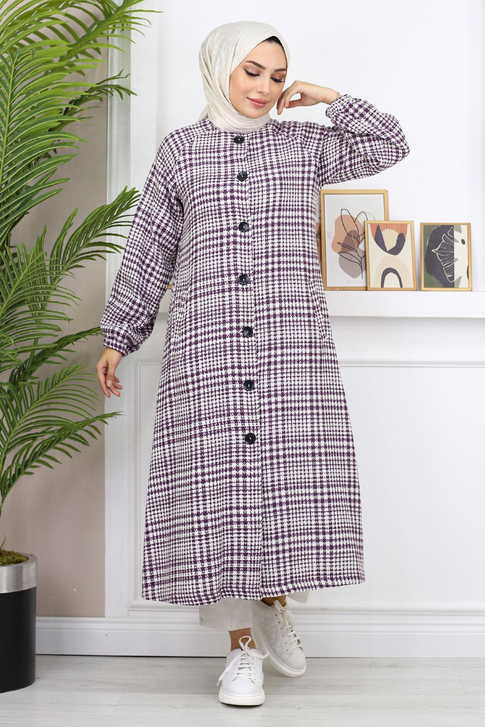 Düğmeli Şanel Kap Mürdüm 19168