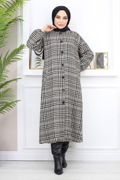 Düğmeli Şanel Kap Taba 19168