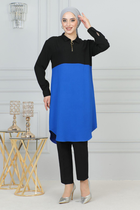 Fermuar Detaylı Tunik Siyah 6098