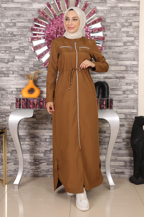 Fermuarlı Ferace Taba 10012