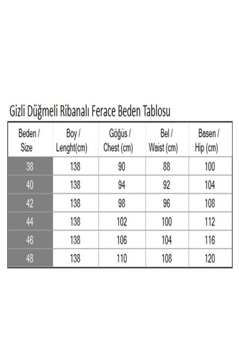 Gizli Düğmeli Ribanalı Ferace Zümrüt MSW19214-4