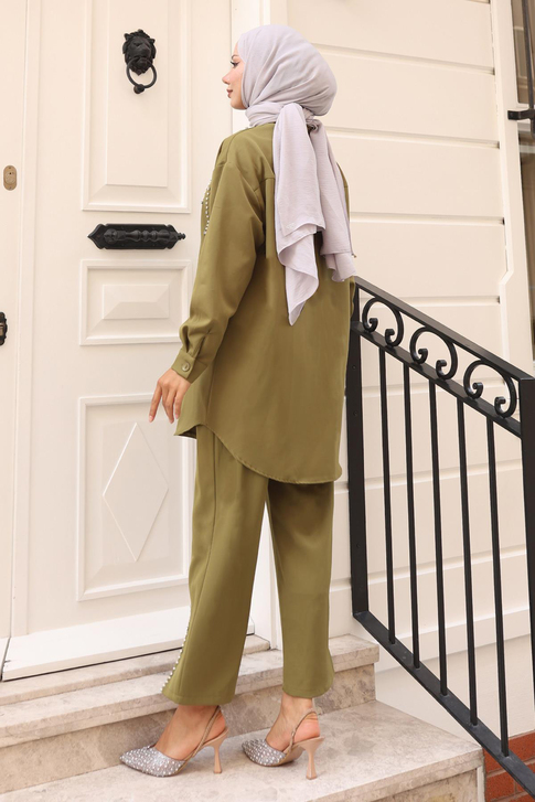 İnci Detaylı Takım Haki 19259