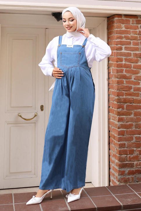 Kanguru Cepli Hamile Tulum Açık Mavi 19248