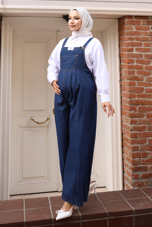 Kanguru Cepli Hamile Tulum Koyu Mavi 19248