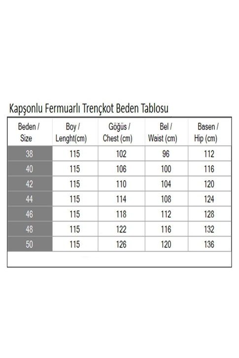 Kapşonlu Fermuarlı Trençkot Taba 19205