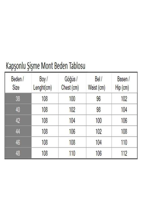 Kapşonlu Şişme Mont Siyah 6155