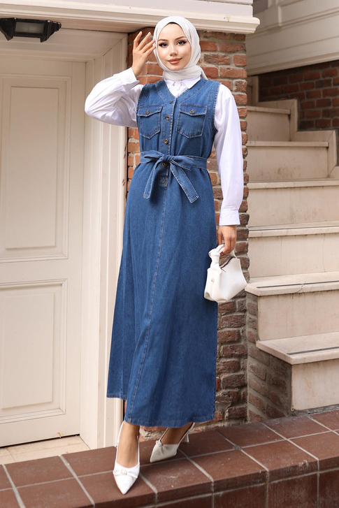 Kemer Detaylı Kot Jile Açık Mavi 19246