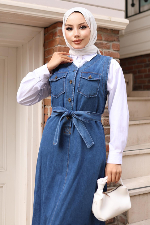 Kemer Detaylı Kot Jile Açık Mavi 19246