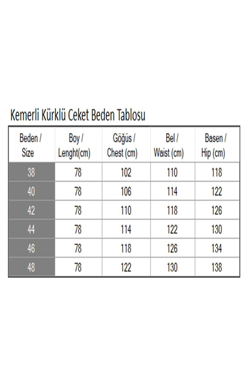 Kemerli Kürklü Ceket Bordo 19278