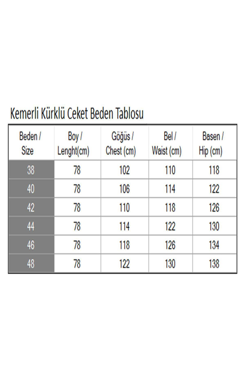 Kemerli Kürklü Ceket Siyah 19278