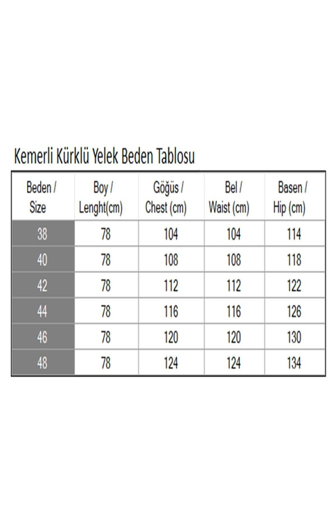 Kemerli Kürklü Yelek Beyaz 19372