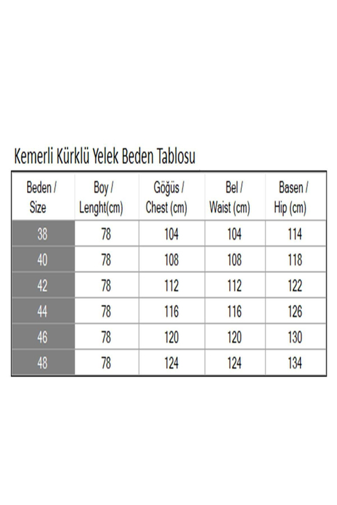 Kemerli Kürklü Yelek Gri 19372