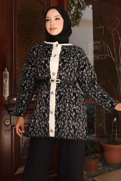 Leopar Desenli Triko Takım Siyah 6147