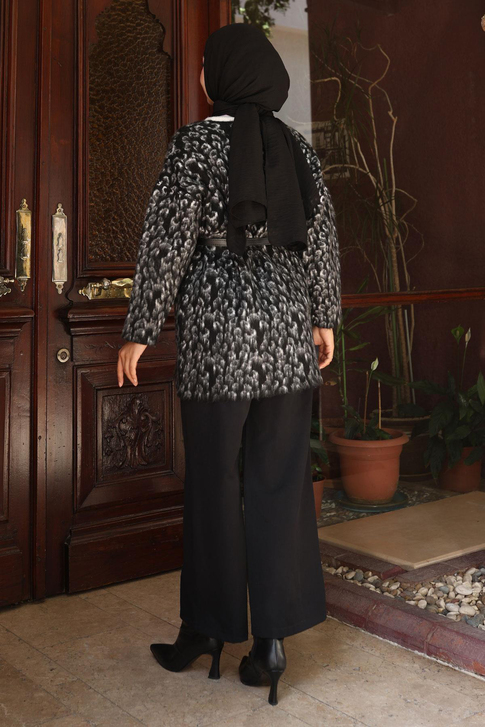 Leopar Desenli Triko Takım Siyah 6147