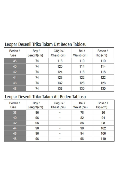 Leopar Desenli Triko Takım Taba 6147