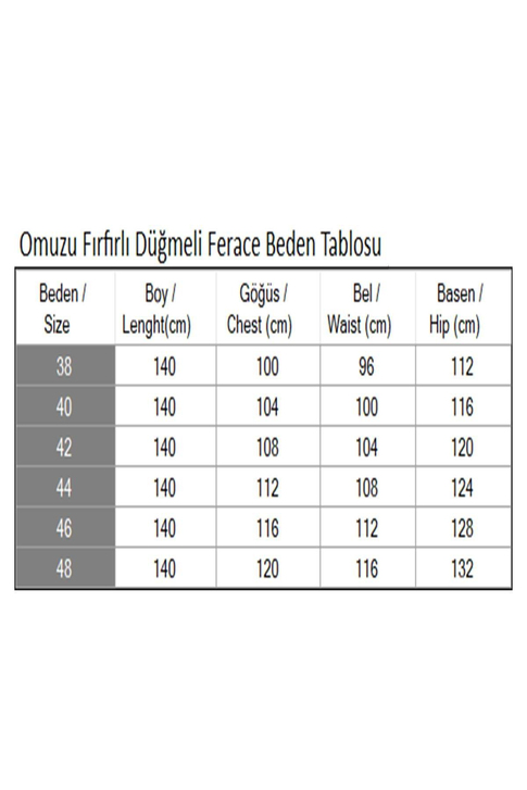 Omuzu Fırfırlı Düğmeli Ferace Koyu Mavi 19204