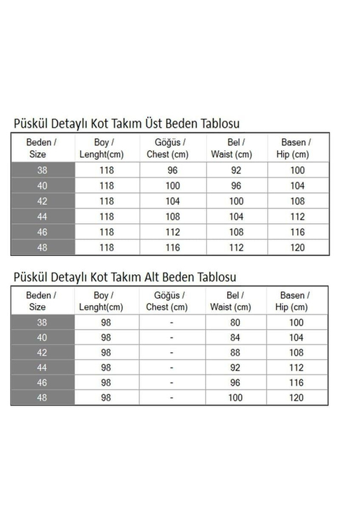 Püskül Detaylı Kot Takım Koyu Mavi 19243