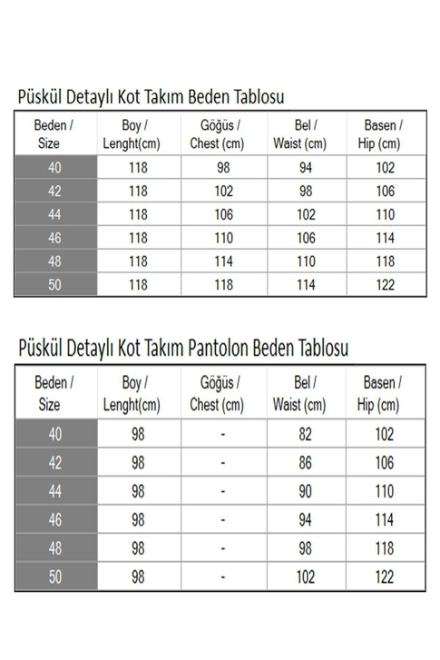 Püskül Detaylı Kot Takım Koyu Mavi 19375