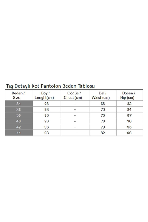 Taş Detaylı Kot Pantolon Siyah 6094