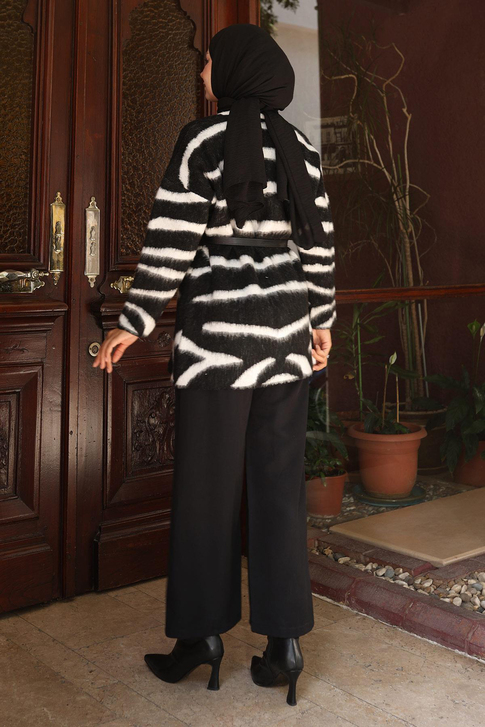 Zebra Desenli Triko Takım Siyah 6154