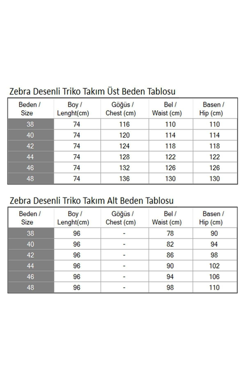 Zebra Desenli Triko Takım Taba 6154