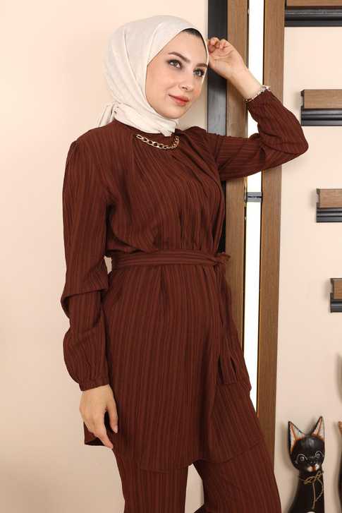 Zincir Detaylı Takım Kahverengi MSW19140-5