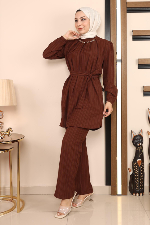 Zincir Detaylı Takım Kahverengi MSW19140-5