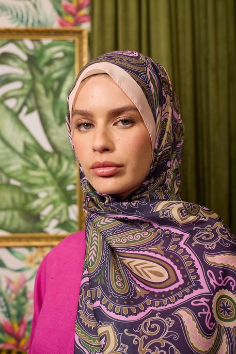 Marrakech Koleksiyon Soft Şal Patlıcan Mor Pudra 3048-17