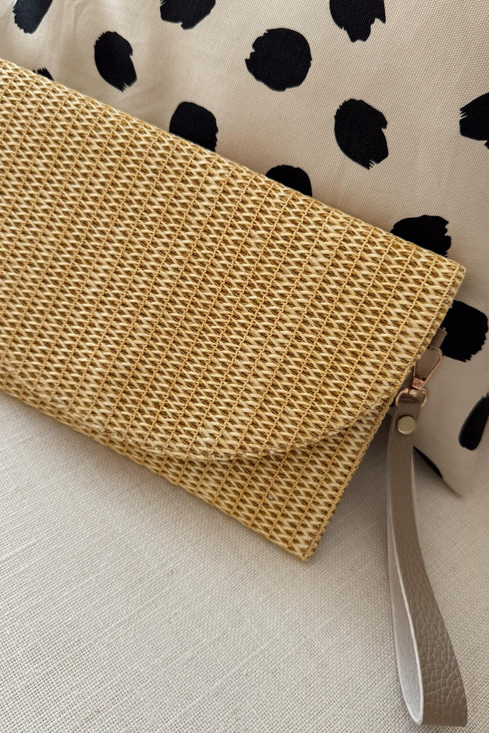 Lumi Hasır Hardal Clutch