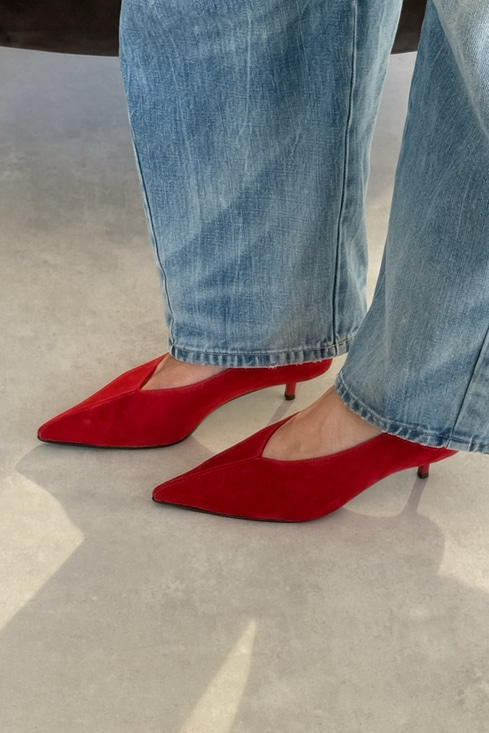 Nella Kırmızı Hakiki Deri Süet Stiletto