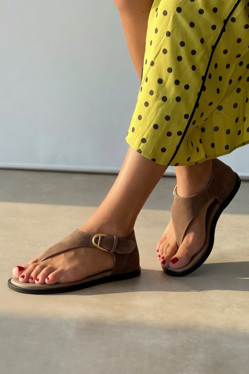Zeyna Vizon Hakiki Deri Sandalet