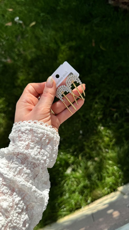 Asfull Taşlı Küpe Gold