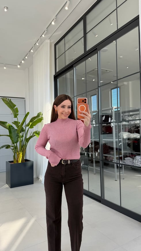Balıkçıl Hafif Simli Bluz Pembe