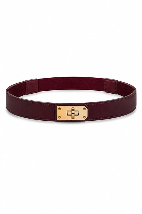 Bel Lastikli Kilit Kemer Bordo