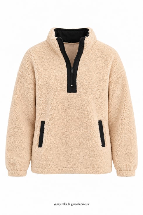 Bonnia Peluş Sweatshirt Bej