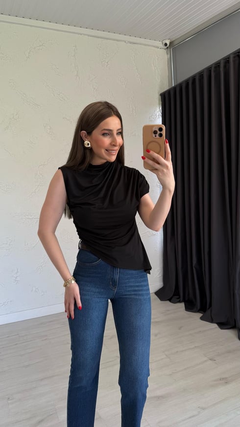 Büzgülü Candy Bluz Siyah
