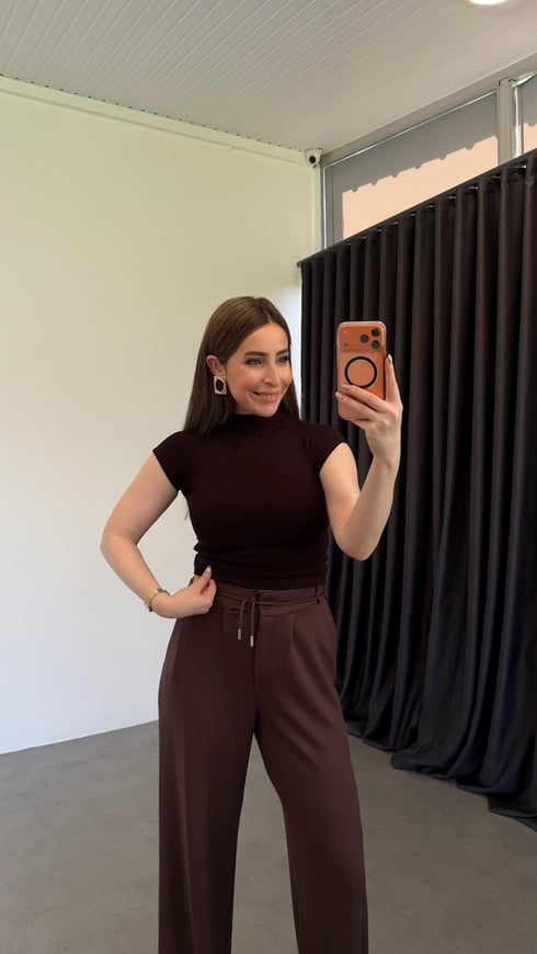 Çelik Doku Premium Bluz Acı Kahve
