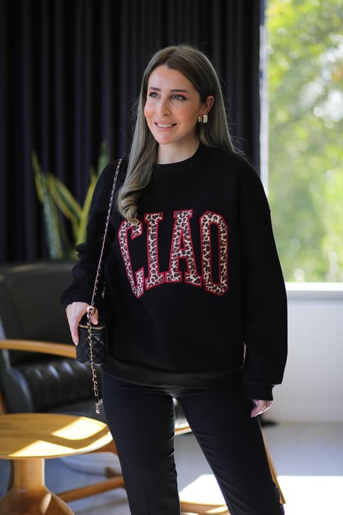 Cıao Yazılı Sweatshirt Siyah