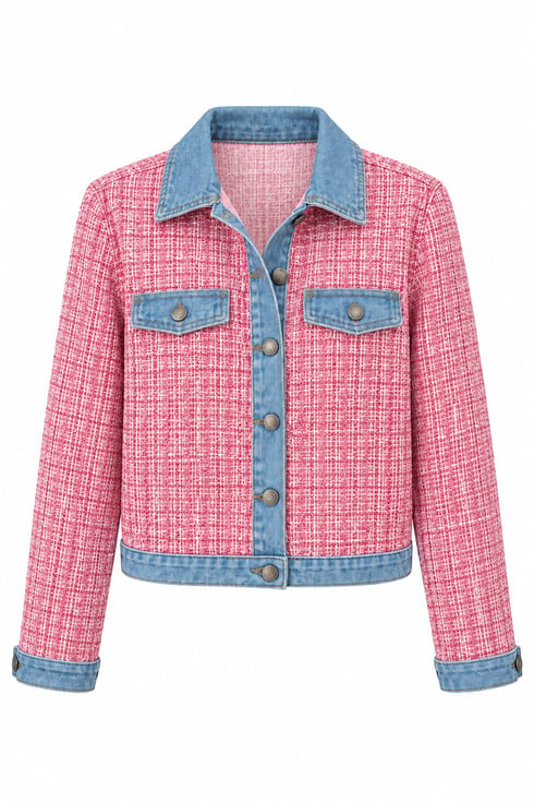 Denim Detaylı Tüvit Pembe